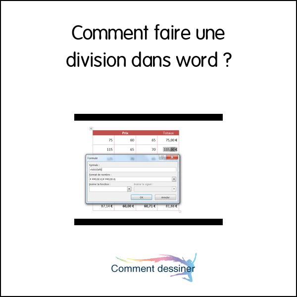 Comment faire une division dans word